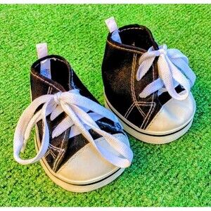 Build-A-Bear Workshop BABW Black Converse Style Toy Tennis Shoes Sneakers EUC